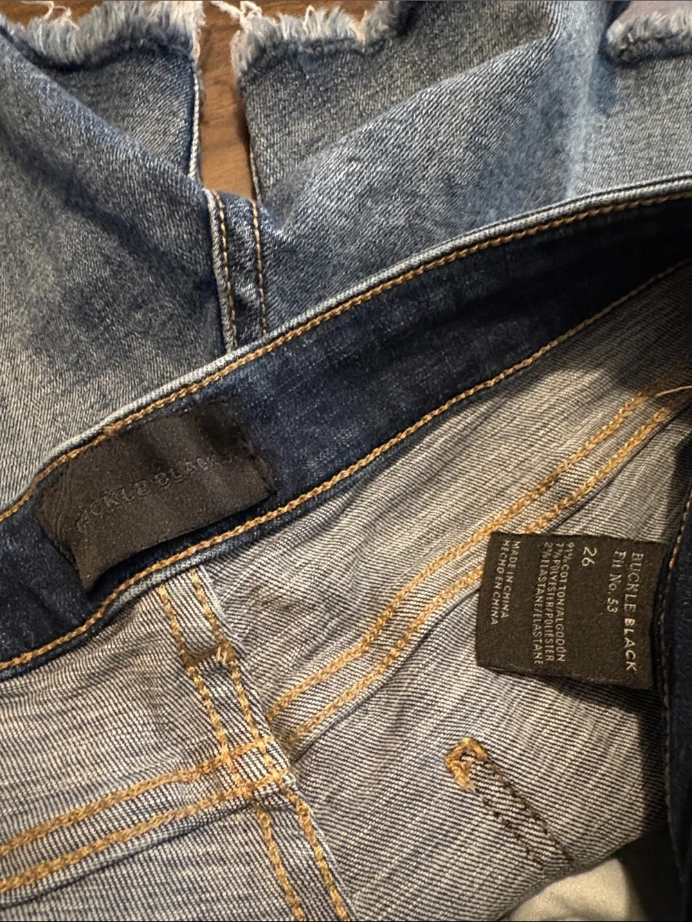 Buckle Black Size 26 Distressed Blue Denim Shorts Fit No 53